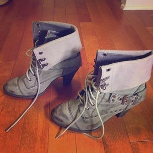 Grey lace up booties by Not Rated